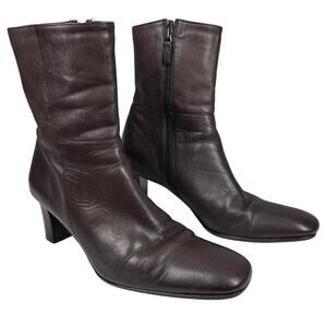 LAUREN RALPH LAUREN ITALIAN LEATHER ANKLE BOOTS – WOMEN’S 7B – BROWN – 2.5" HEEL